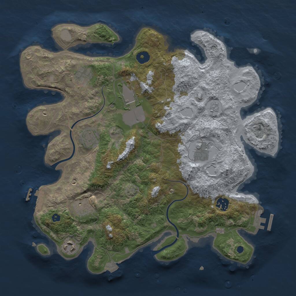 Rust Map: Procedural Map, Size: 3500, Seed: 1540949004, 12 Monuments