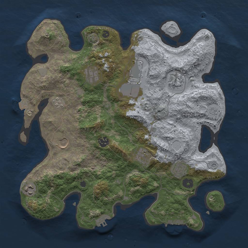 Rust Map: Procedural Map, Size: 3500, Seed: 828204913, 17 Monuments