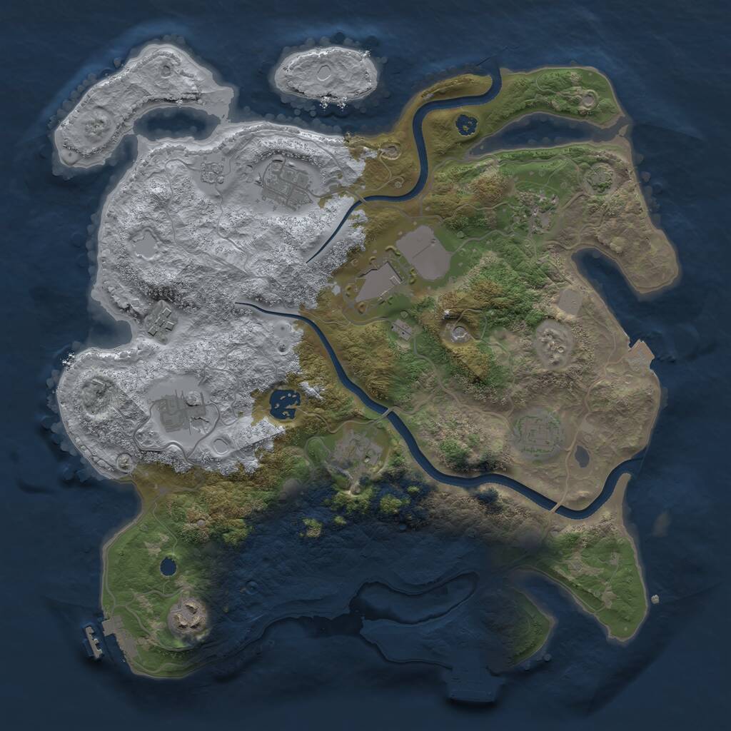 Rust Map: Procedural Map, Size: 3500, Seed: 795856414, 15 Monuments
