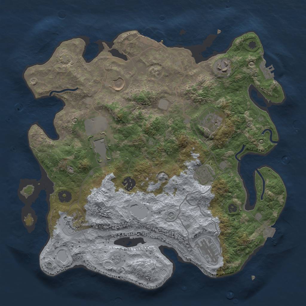 Rust Map: Procedural Map, Size: 3500, Seed: 20230721, 16 Monuments