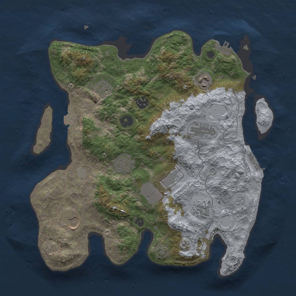 Rust Map: Procedural Map, Size: 3500, Seed: 210941379, 16 Monuments