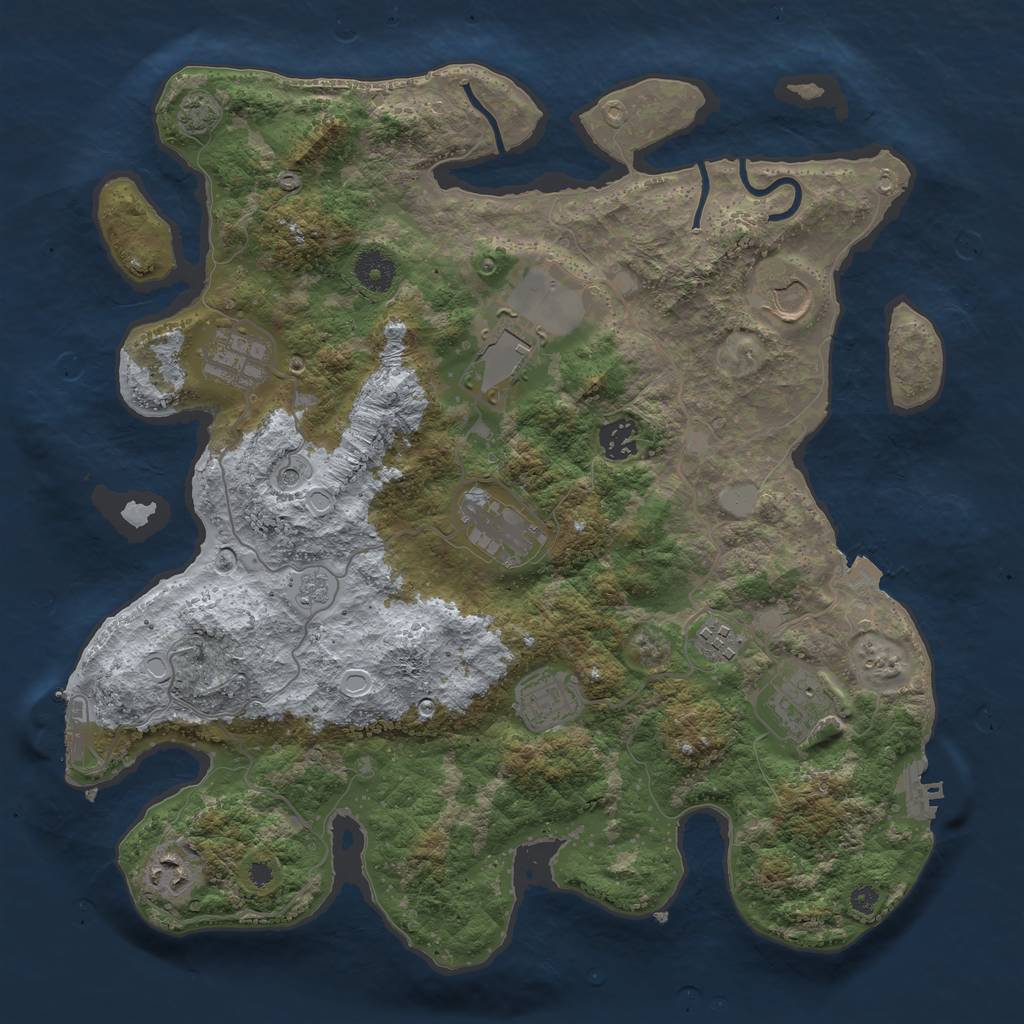 Rust Map: Procedural Map, Size: 3750, Seed: 2019579281, 17 Monuments