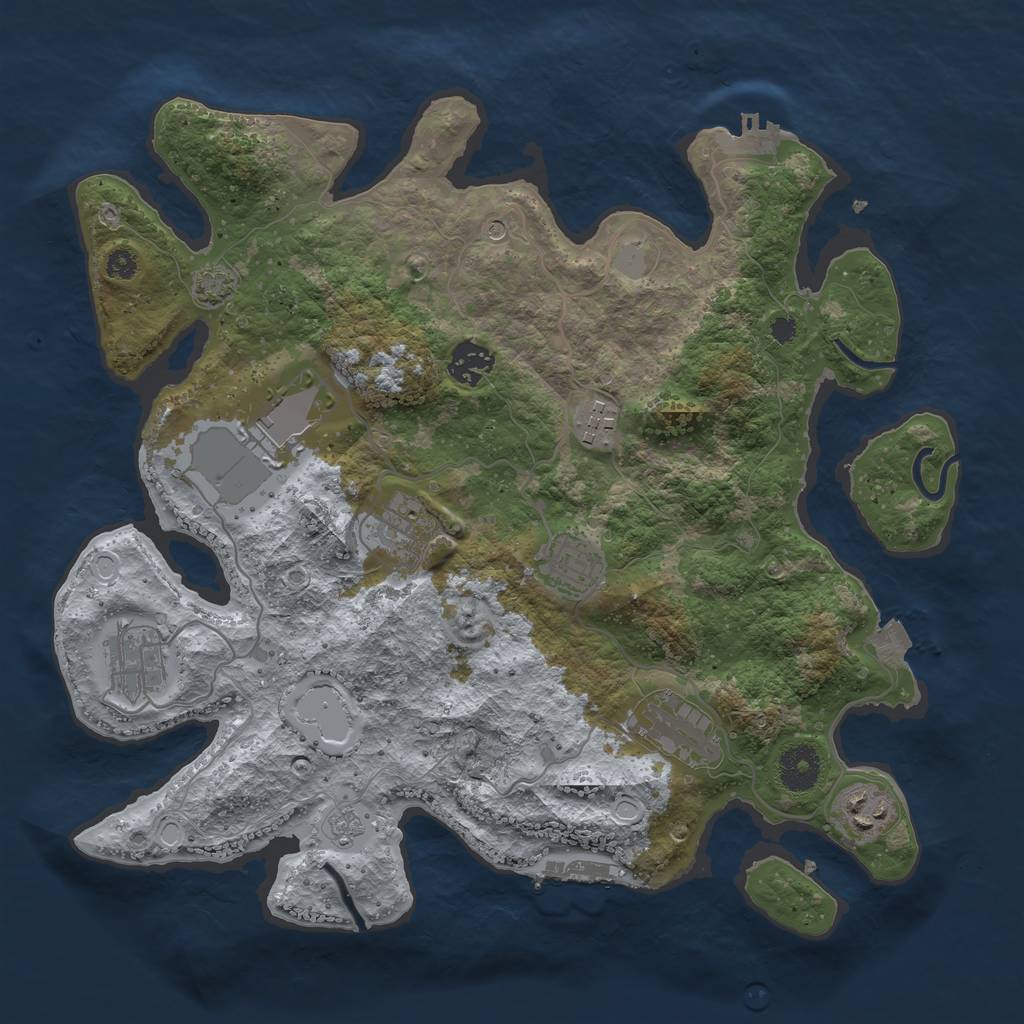 Rust Map: Procedural Map, Size: 3500, Seed: 29789644, 16 Monuments