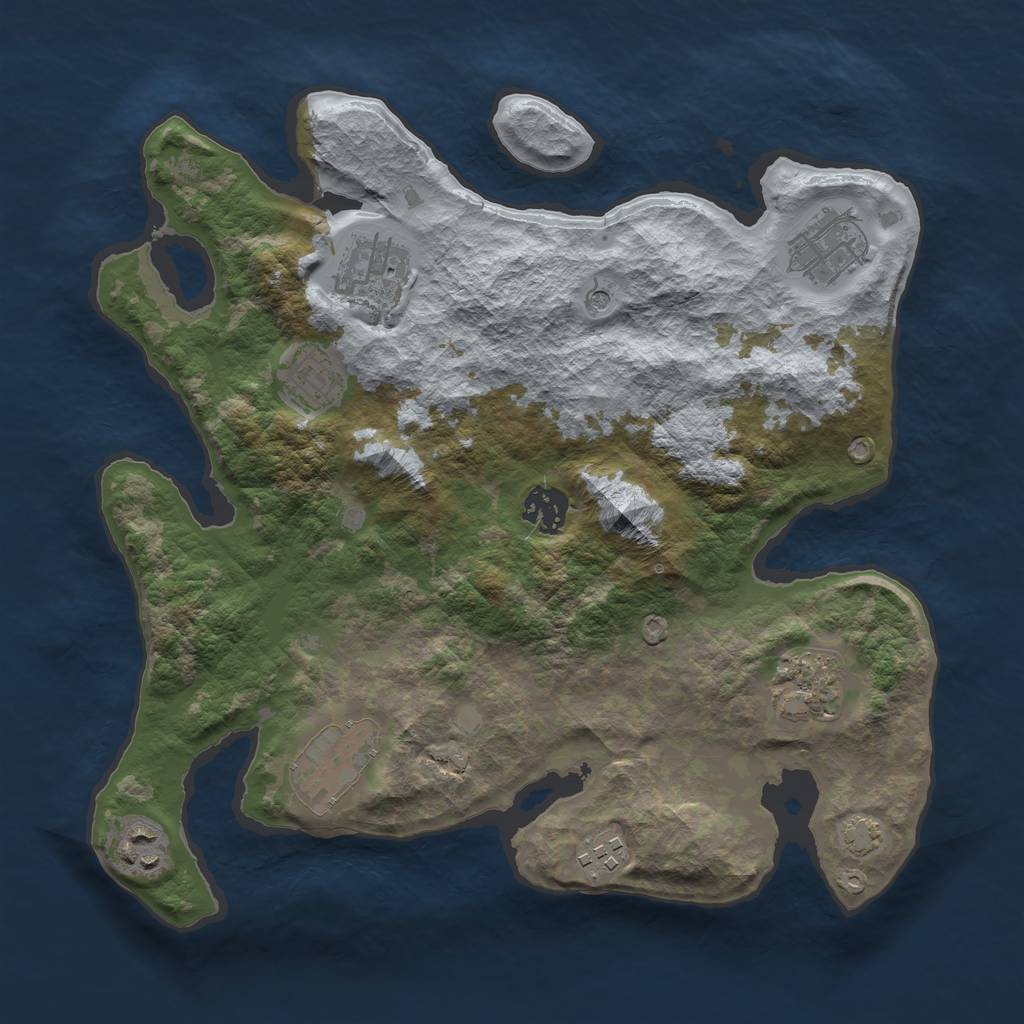 Rust Map: Barren, Size: 3300, Seed: 4562172, 12 Monuments