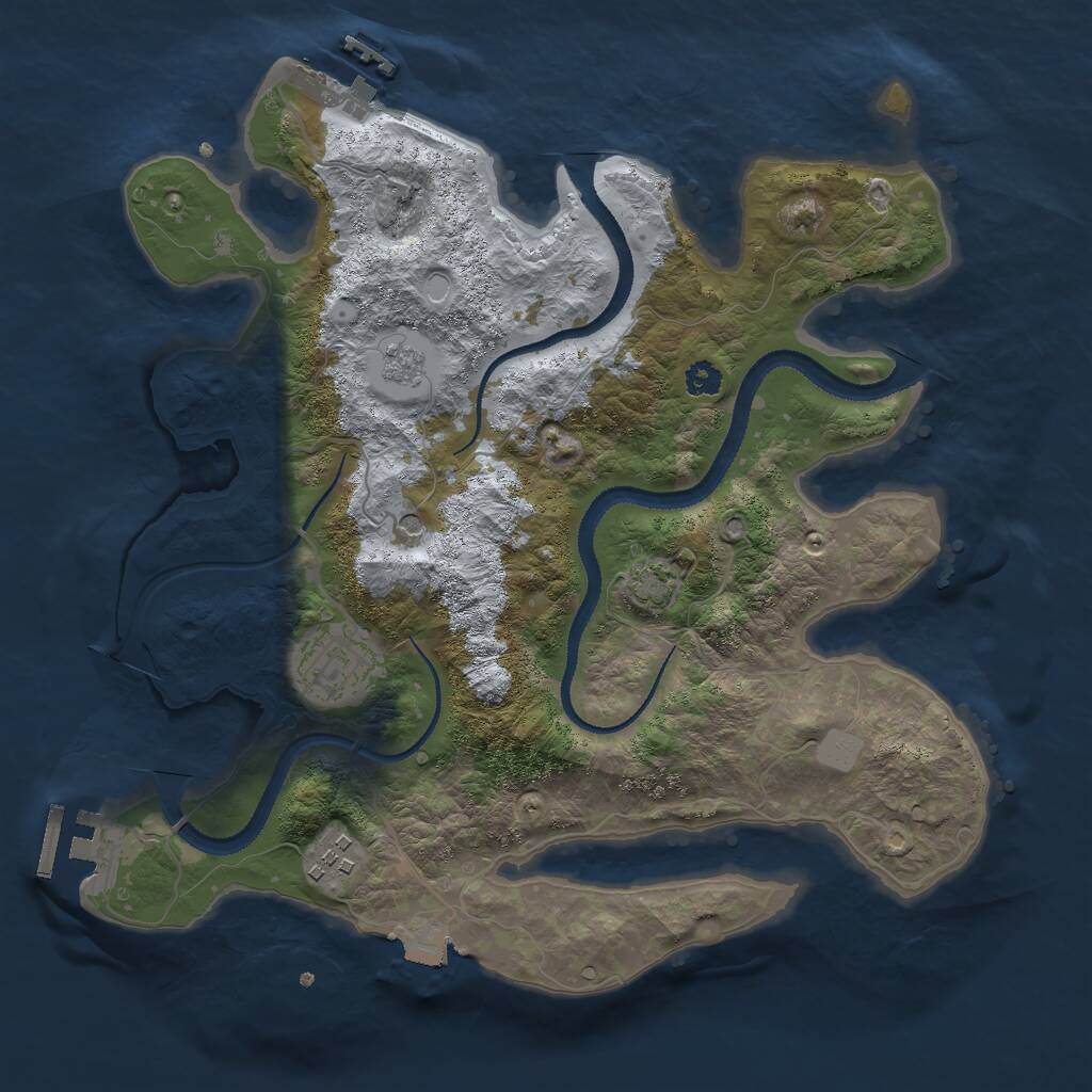 Rust Map: Procedural Map, Size: 3000, Seed: 2058983376, 8 Monuments