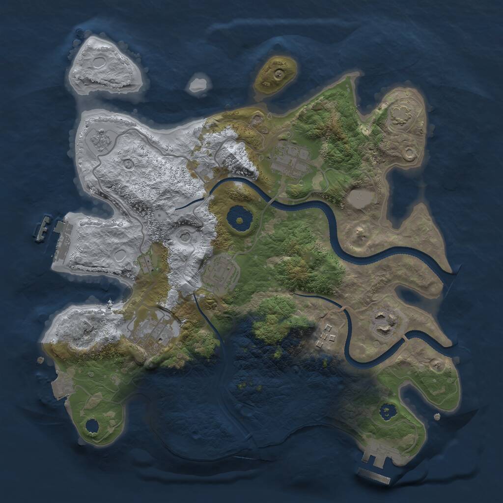 Rust Map: Procedural Map, Size: 3000, Seed: 123075765, 11 Monuments