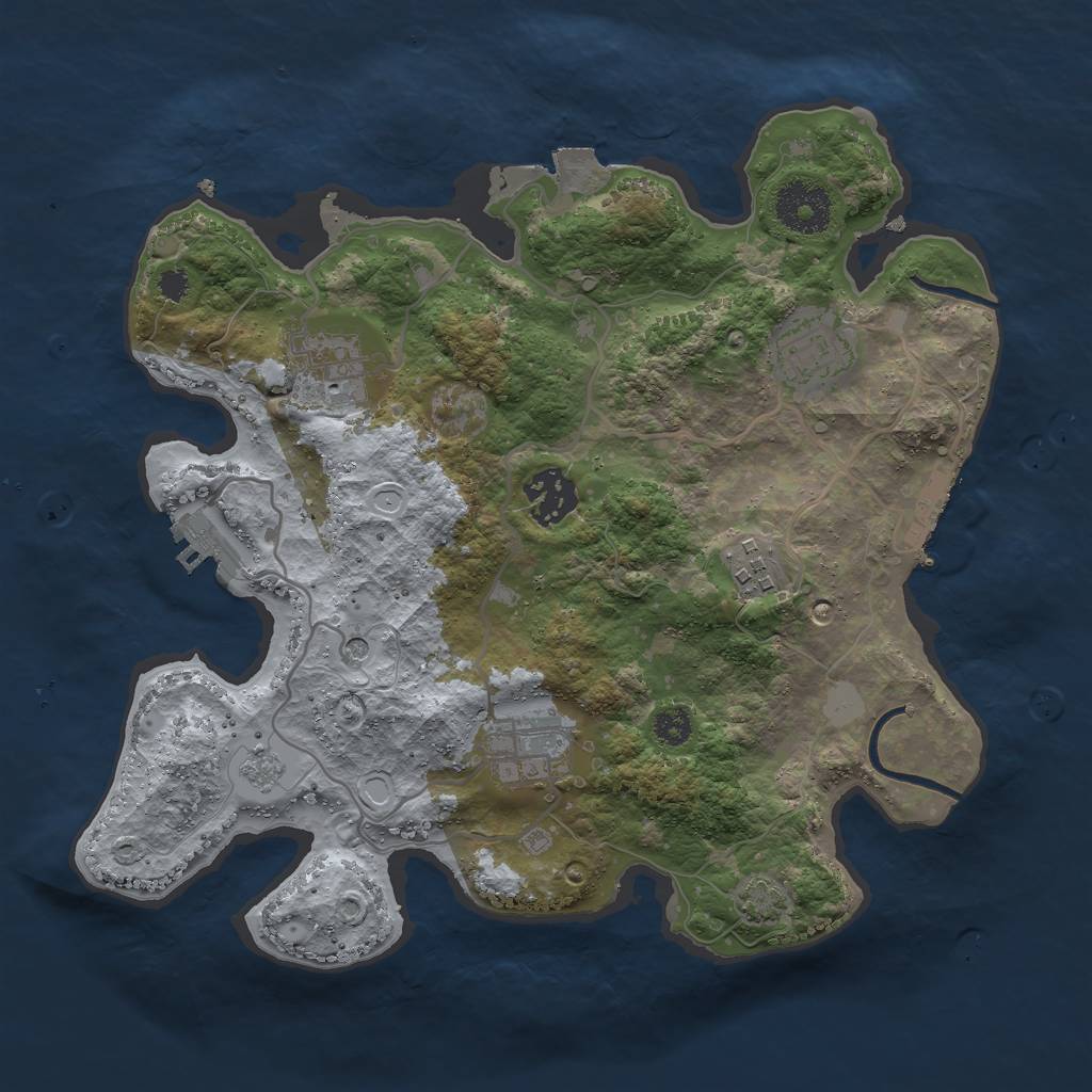 Rust Map: Procedural Map, Size: 3000, Seed: 639929, 13 Monuments