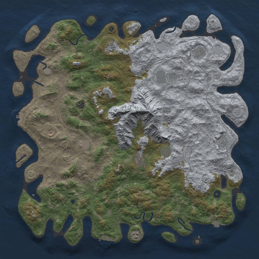 Rust Map: Procedural Map, Size: 5250, Seed: 1406667605, 19 Monuments