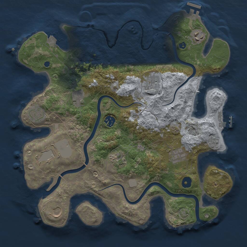 Rust Map: Procedural Map, Size: 3500, Seed: 34874611, 15 Monuments
