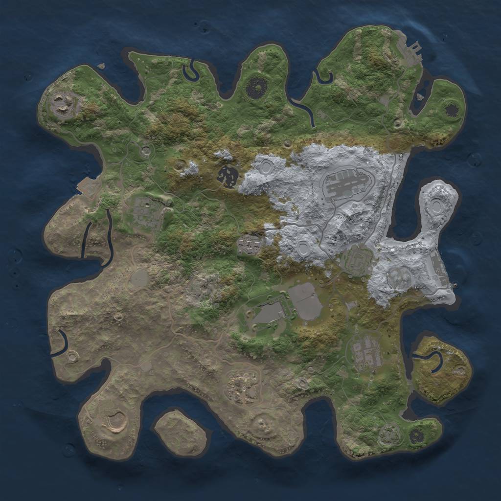 Rust Map: Procedural Map, Size: 3500, Seed: 34874611, 17 Monuments