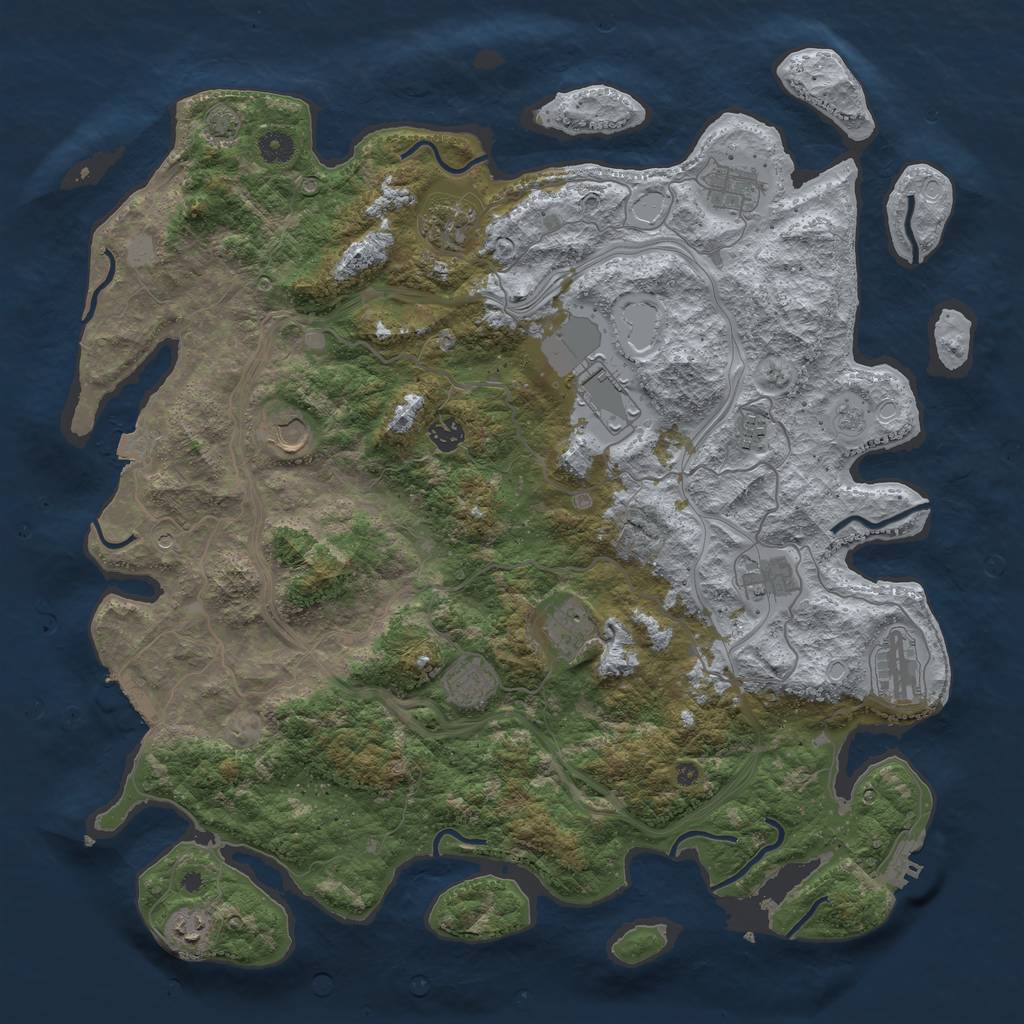 Rust Map: Procedural Map, Size: 4500, Seed: 1734567, 19 Monuments