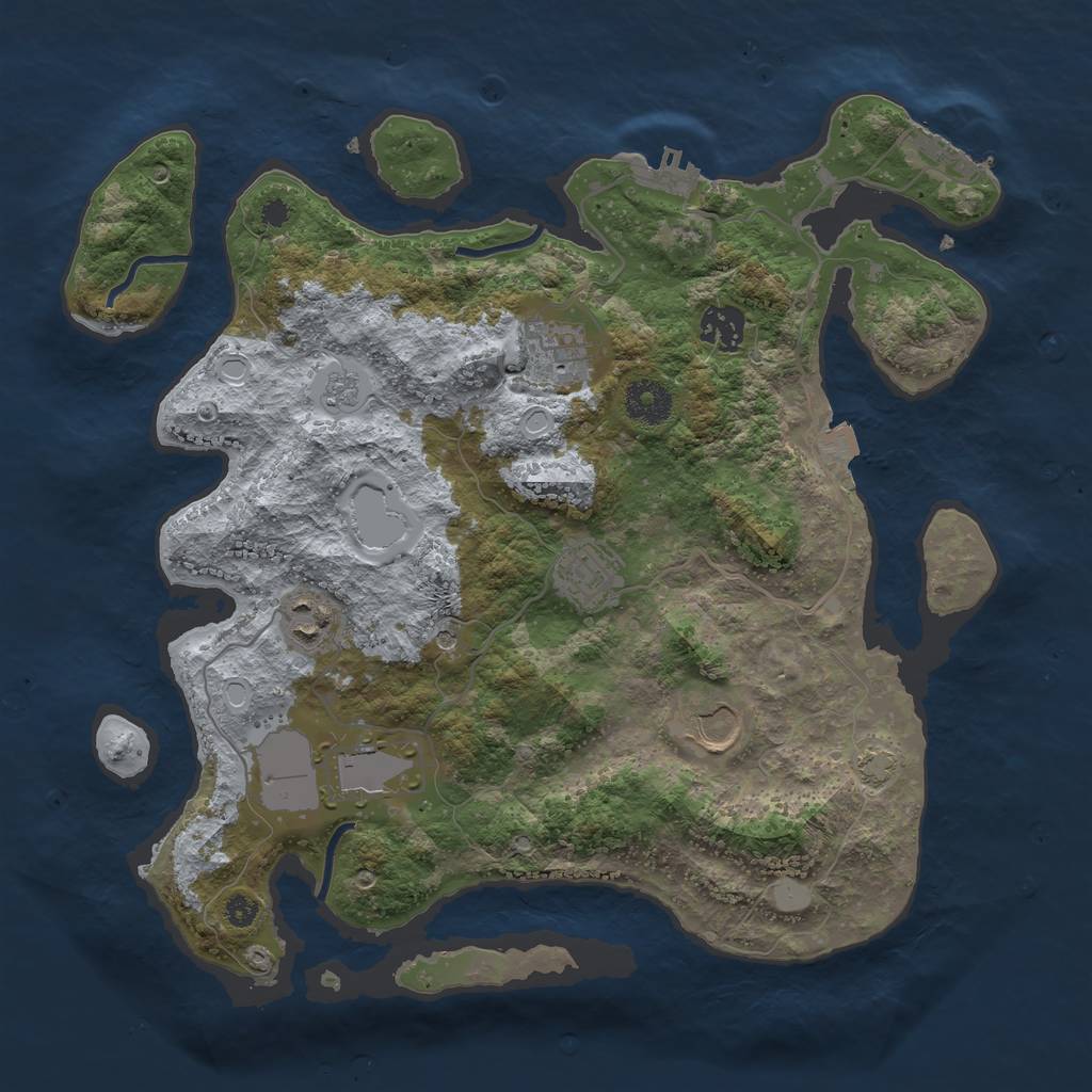 Rust Map: Procedural Map, Size: 3500, Seed: 1294621748, 14 Monuments