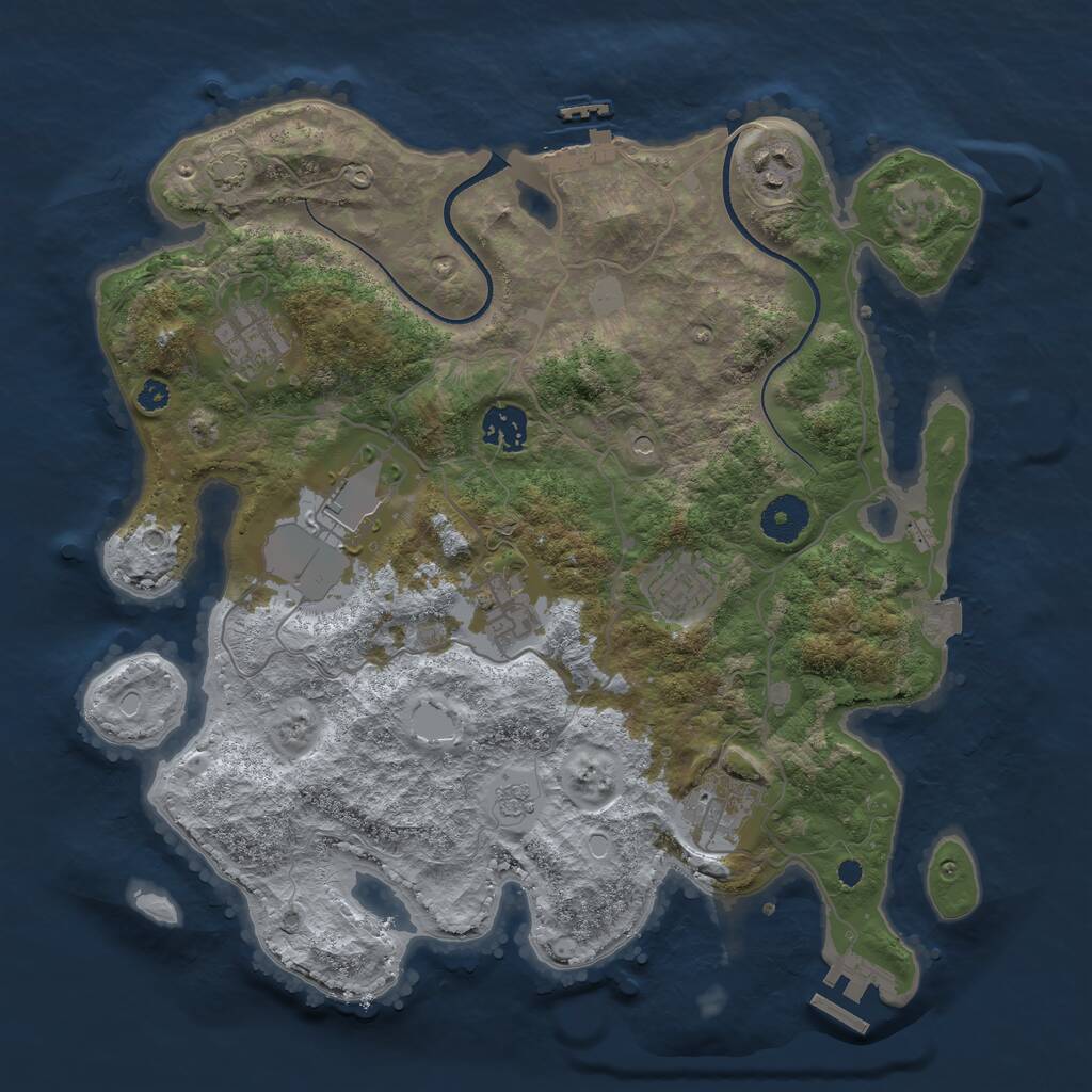 Rust Map: Procedural Map, Size: 3500, Seed: 1081776876, 13 Monuments
