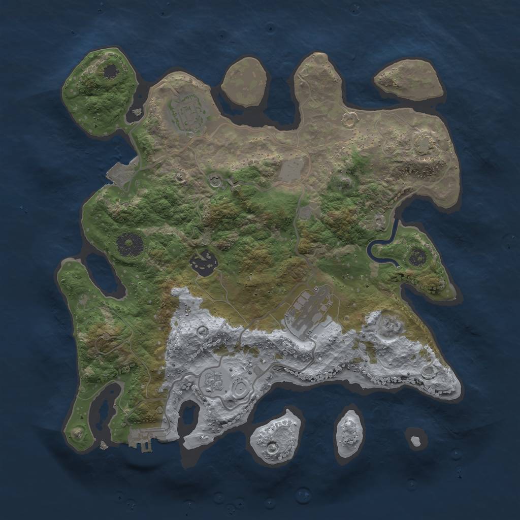 Rust Map: Procedural Map, Size: 3000, Seed: 11725, 10 Monuments
