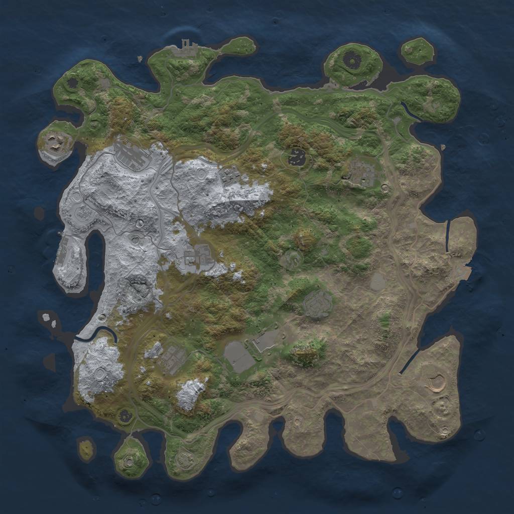 Rust Map: Procedural Map, Size: 4250, Seed: 637185099, 18 Monuments