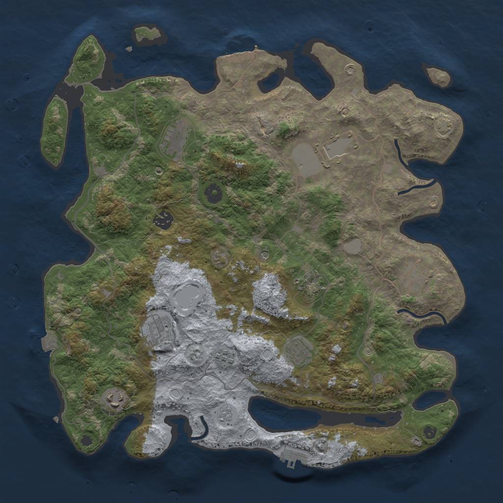 Rust Map: Procedural Map, Size: 4000, Seed: 770110022, 17 Monuments
