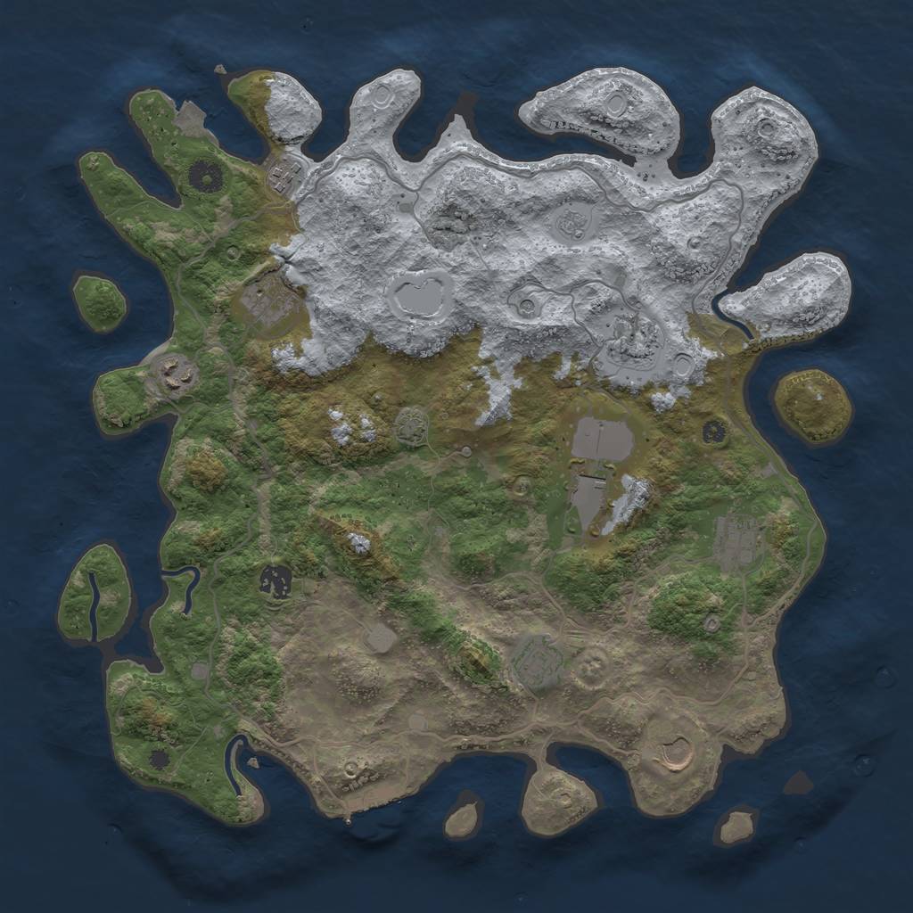 Rust Map: Procedural Map, Size: 4000, Seed: 1234559, 16 Monuments