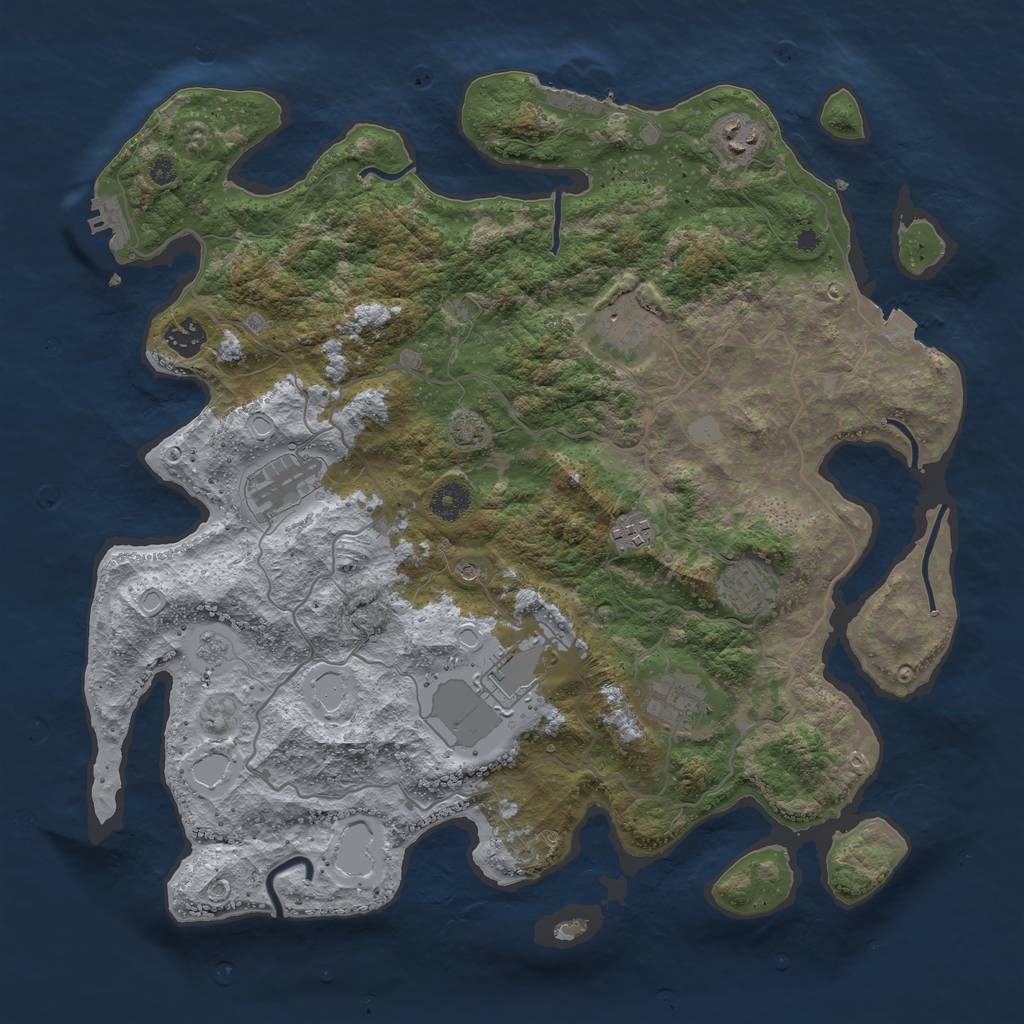 Rust Map: Procedural Map, Size: 4000, Seed: 1602, 16 Monuments