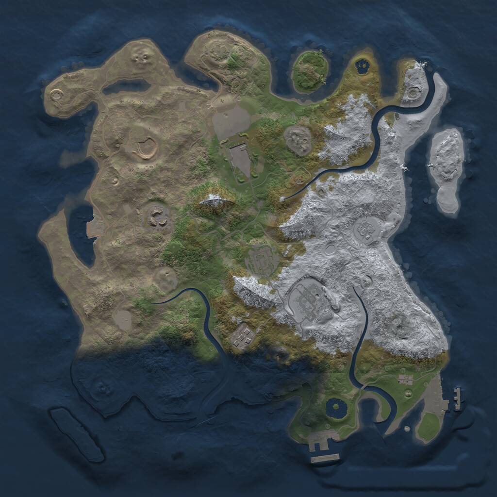 Rust Map: Procedural Map, Size: 3500, Seed: 1179970378, 11 Monuments