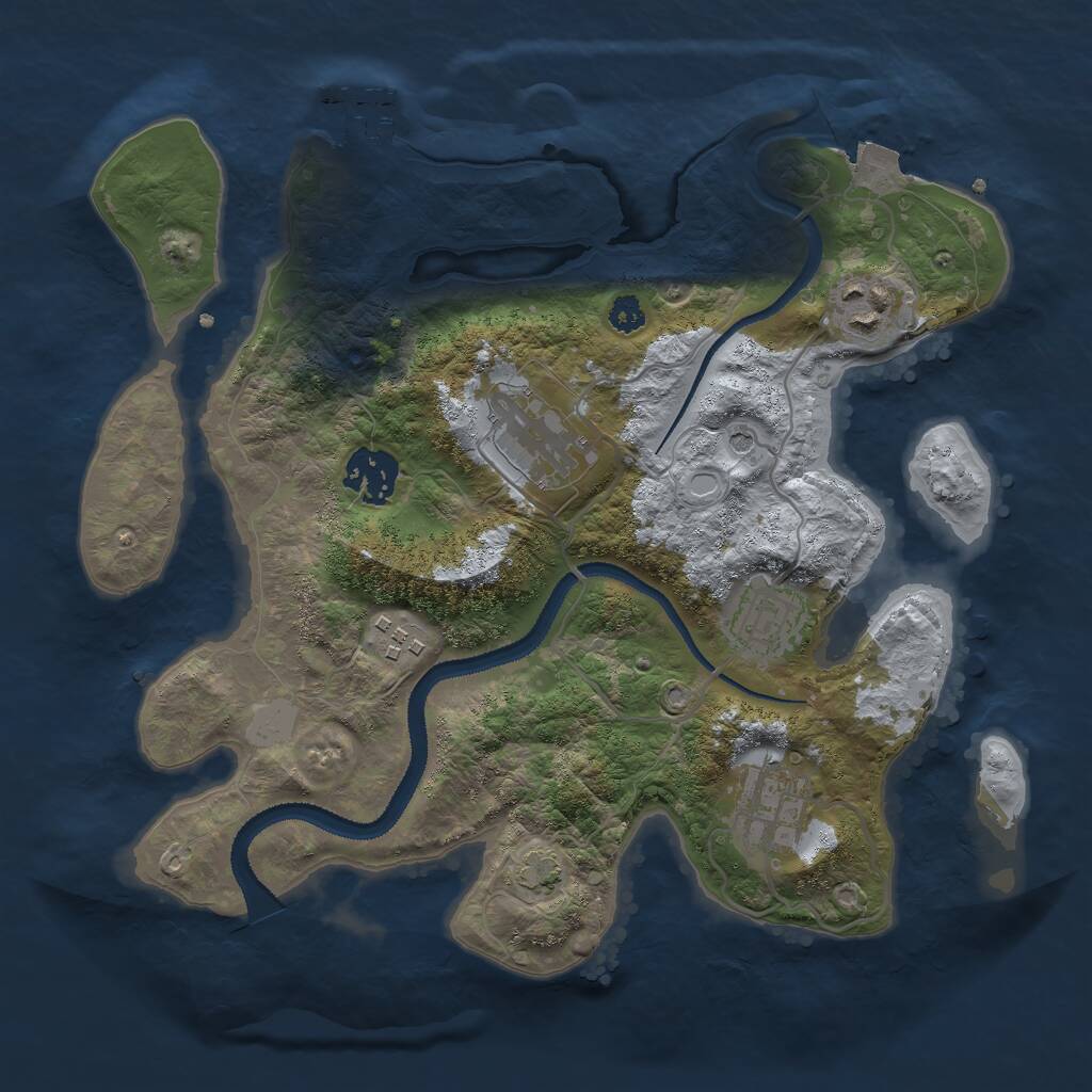 Rust Map: Procedural Map, Size: 3000, Seed: 994745072, 10 Monuments