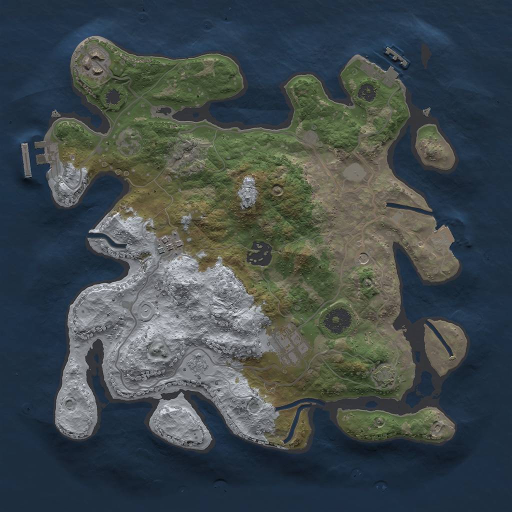 Rust Map: Procedural Map, Size: 3000, Seed: 1610890116, 12 Monuments