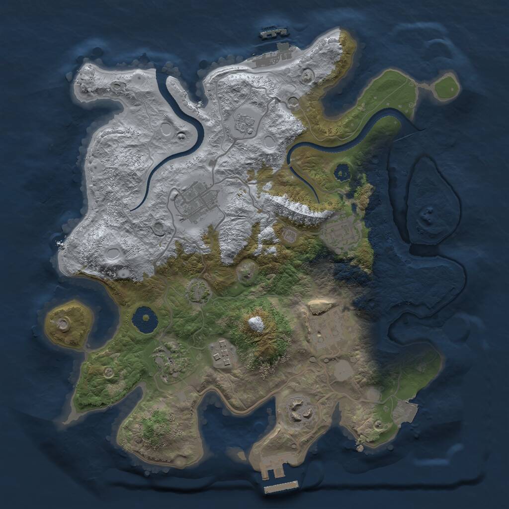 Rust Map: Procedural Map, Size: 3000, Seed: 32417, 12 Monuments