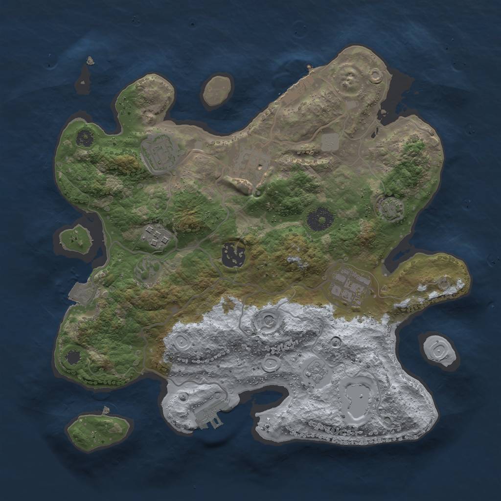 Rust Map: Procedural Map, Size: 3000, Seed: 698951215, 13 Monuments