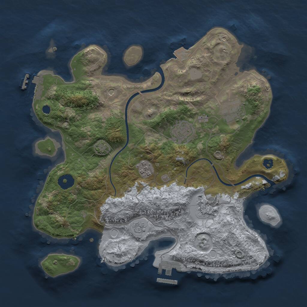 Rust Map: Procedural Map, Size: 3000, Seed: 698951215, 10 Monuments
