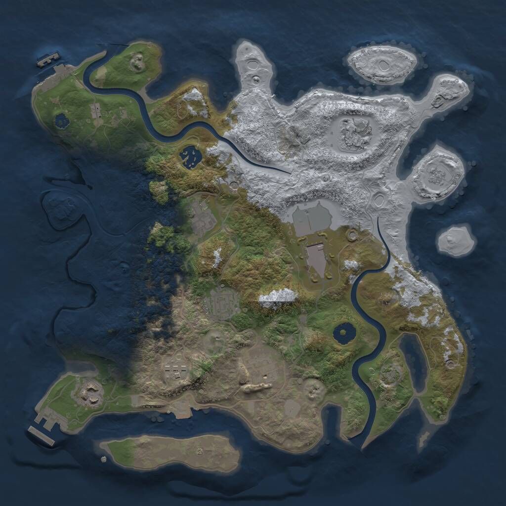 Rust Map: Procedural Map, Size: 3500, Seed: 1014128703, 14 Monuments
