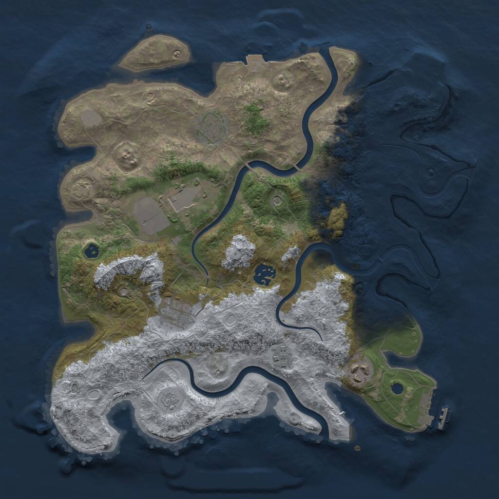 Rust Map: Procedural Map, Size: 3500, Seed: 520701421, 12 Monuments