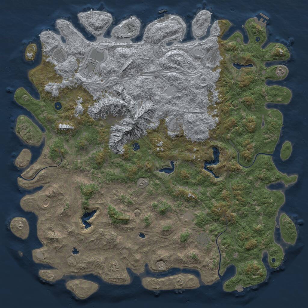 Rust Map: Procedural Map, Size: 6000, Seed: 258121098, 17 Monuments