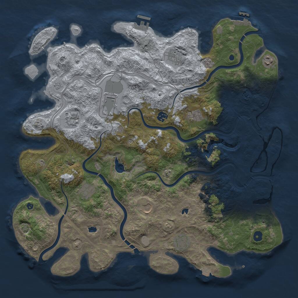 Rust Map: Procedural Map, Size: 4500, Seed: 1188571388, 16 Monuments