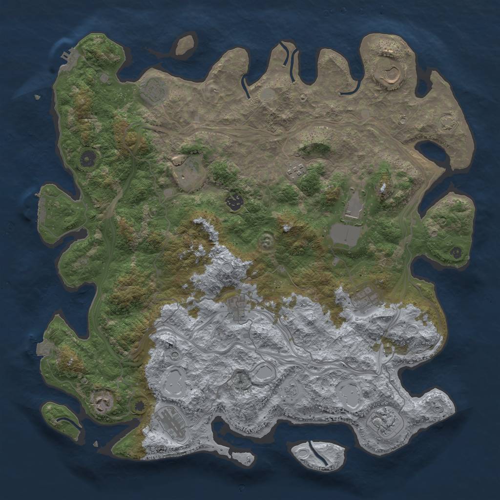 Rust Map: Procedural Map, Size: 4500, Seed: 1975593522, 19 Monuments