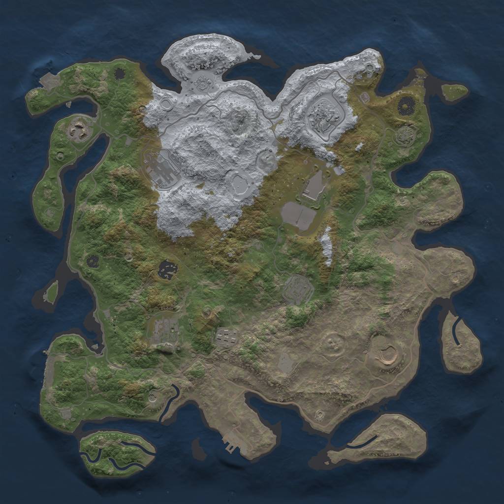 Rust Map: Procedural Map, Size: 4000, Seed: 1070816627, 17 Monuments
