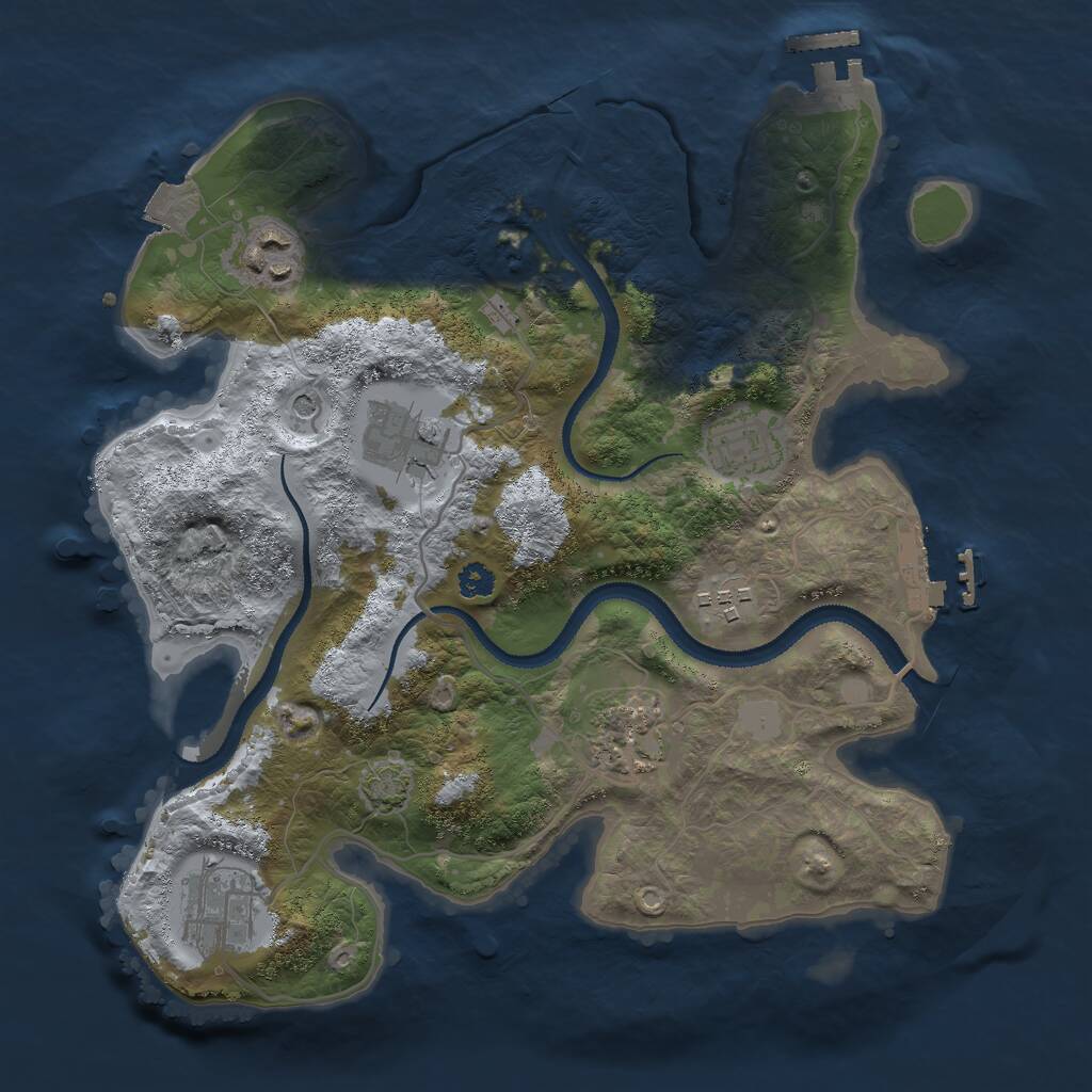 Rust Map: Procedural Map, Size: 3000, Seed: 827643968, 11 Monuments