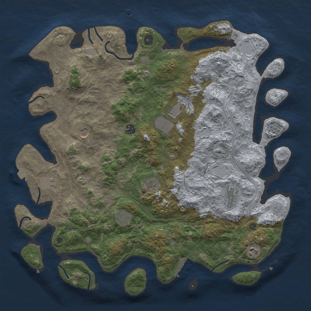Rust Map: Procedural Map, Size: 4500, Seed: 1246114138, 16 Monuments