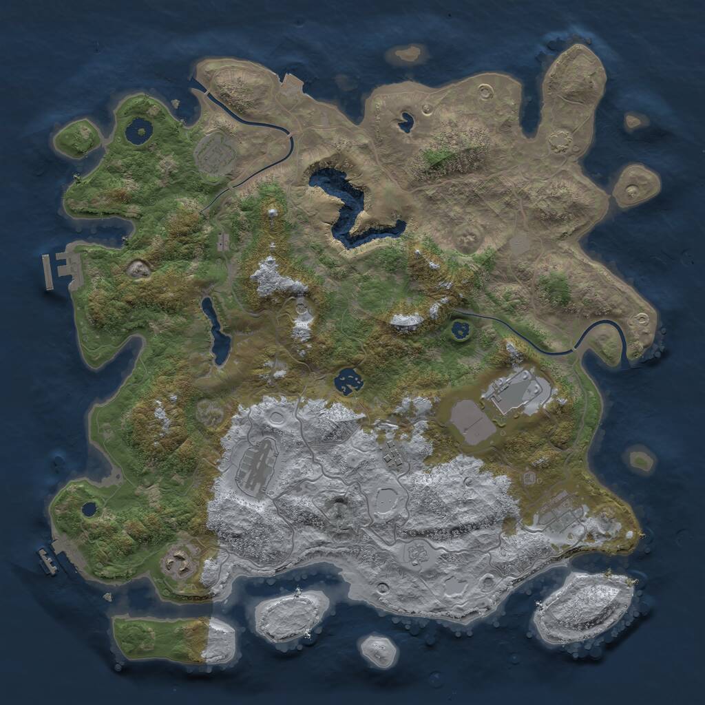 Rust Map: Procedural Map, Size: 4000, Seed: 1921760255, 13 Monuments