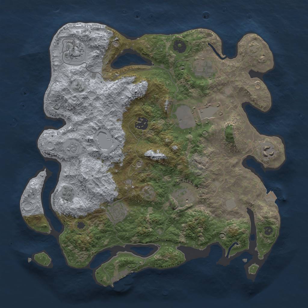 Rust Map: Procedural Map, Size: 3500, Seed: 1221490044, 15 Monuments