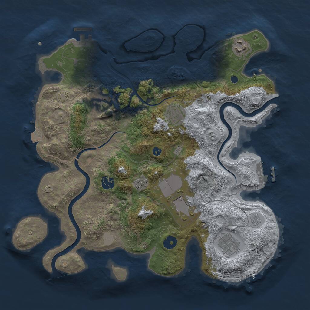 Rust Map: Procedural Map, Size: 3500, Seed: 883030052, 13 Monuments