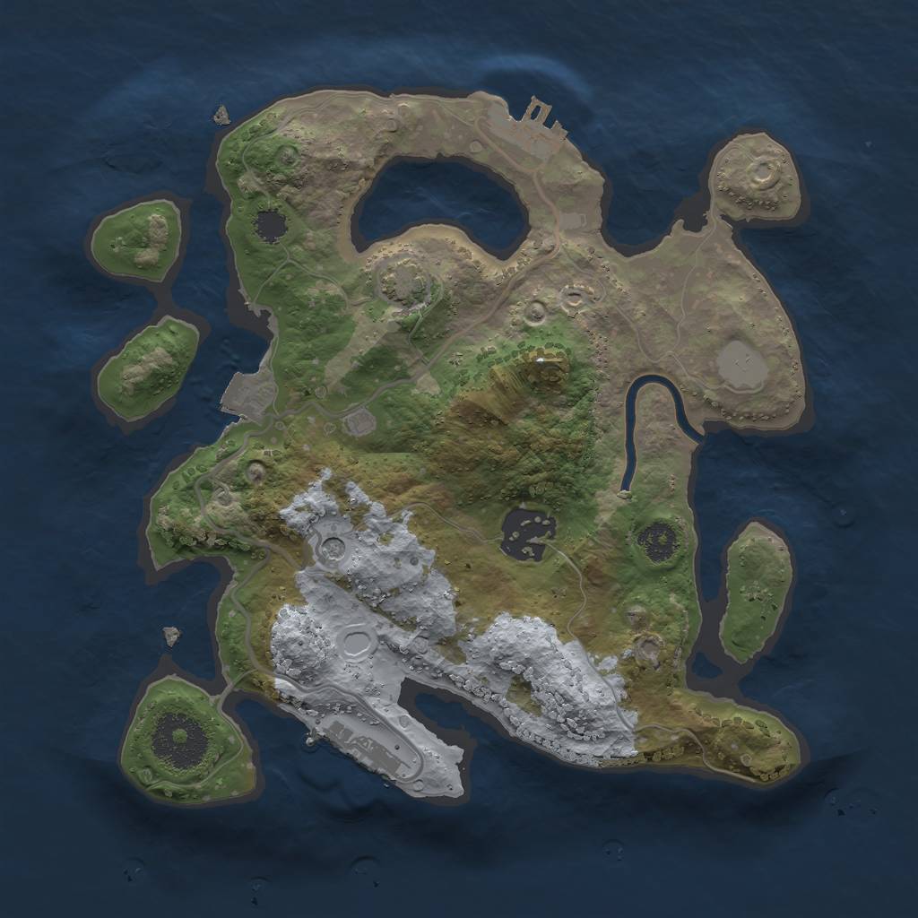 Rust Map: Procedural Map, Size: 2500, Seed: 1914591114, 8 Monuments