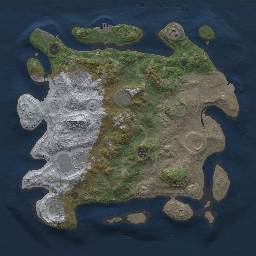 Rust Map: Procedural Map, Size: 3700, Seed: 227508154, 16 Monuments