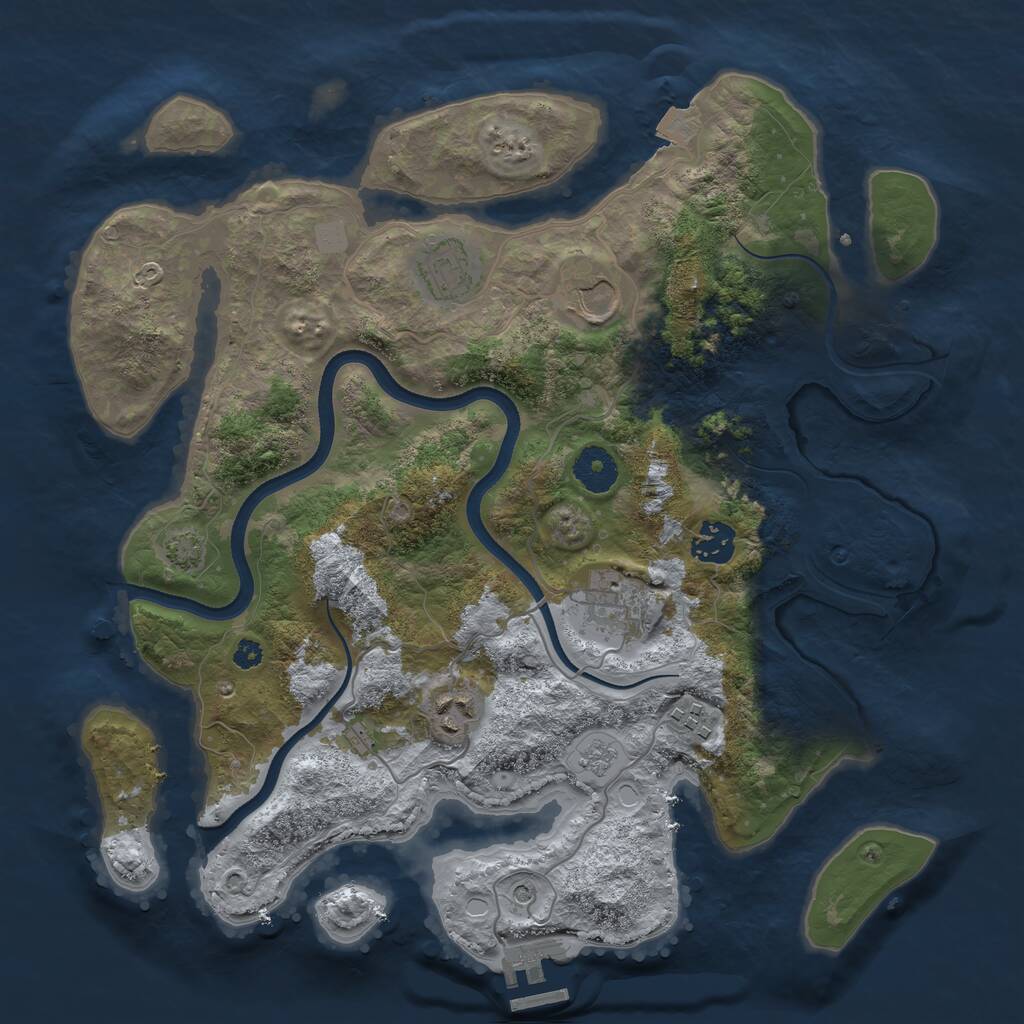 Rust Map: Procedural Map, Size: 3500, Seed: 465840777, 11 Monuments