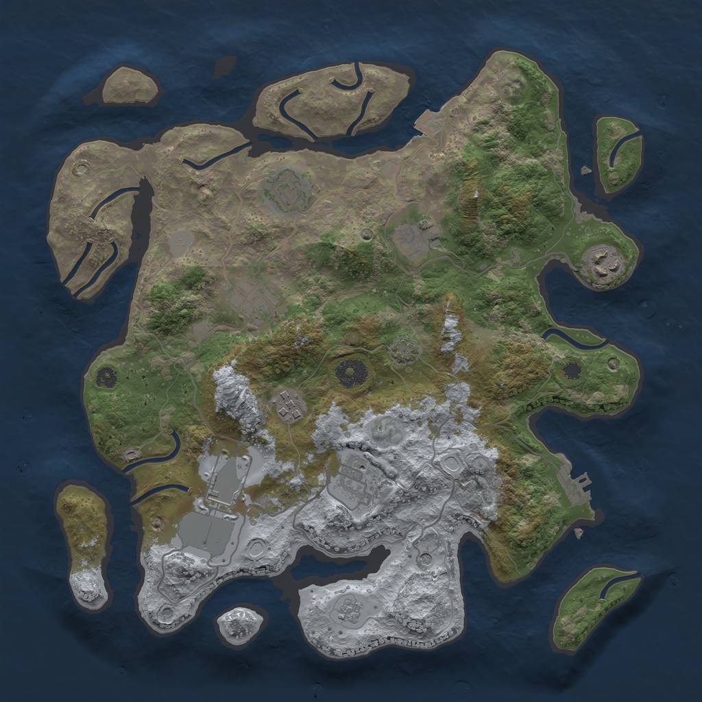 Rust Map: Procedural Map, Size: 3500, Seed: 465840777, 14 Monuments