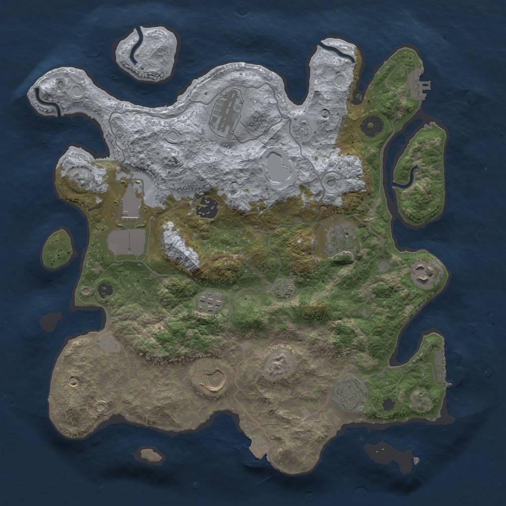 Rust Map: Procedural Map, Size: 3500, Seed: 115982509, 16 Monuments