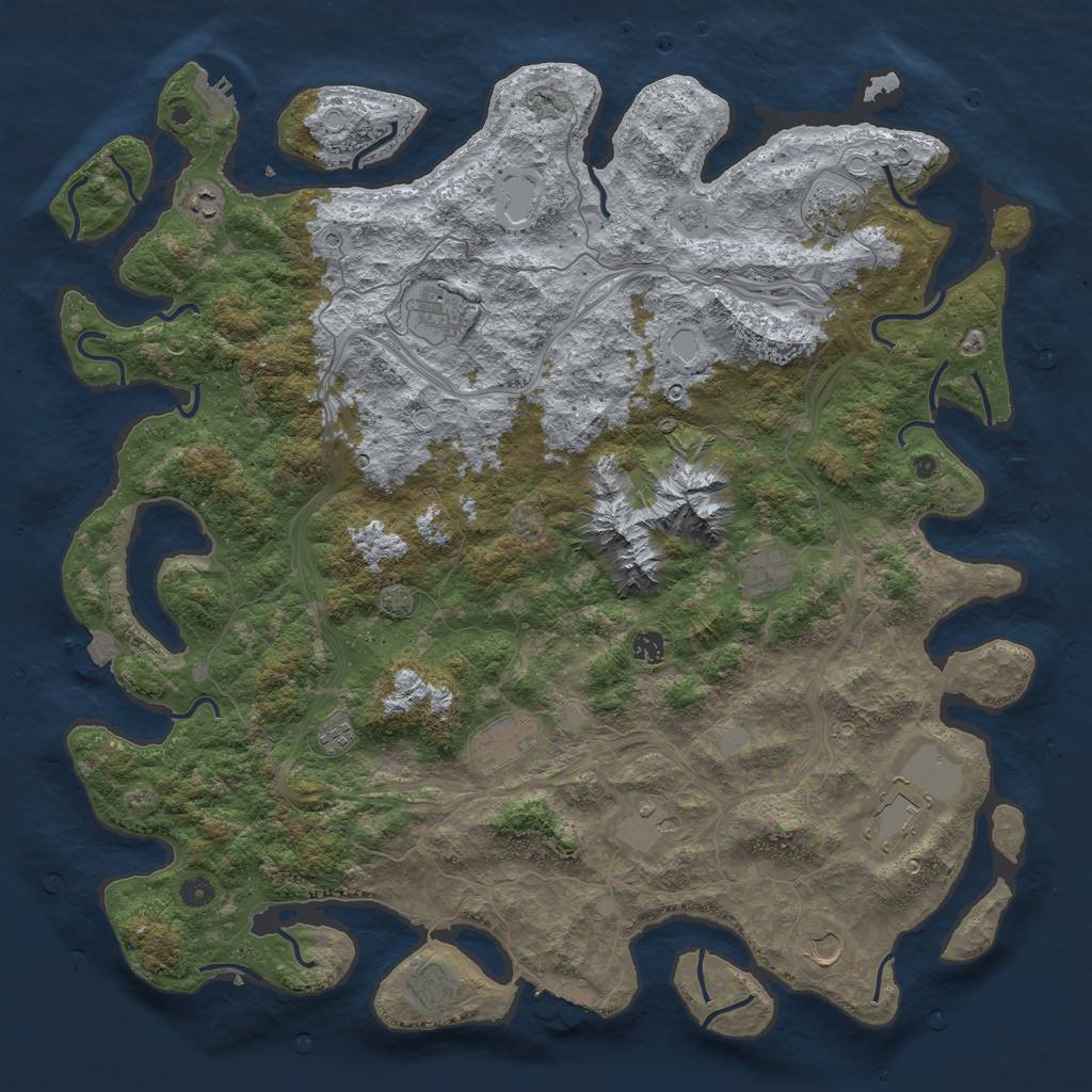 Rust Map: Procedural Map, Size: 5000, Seed: 982851098, 19 Monuments