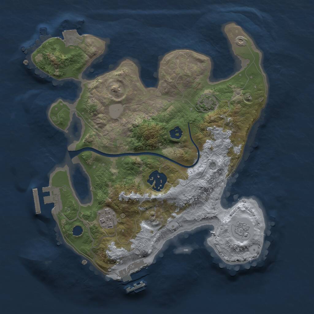 Rust Map: Procedural Map, Size: 2500, Seed: 931202799, 7 Monuments