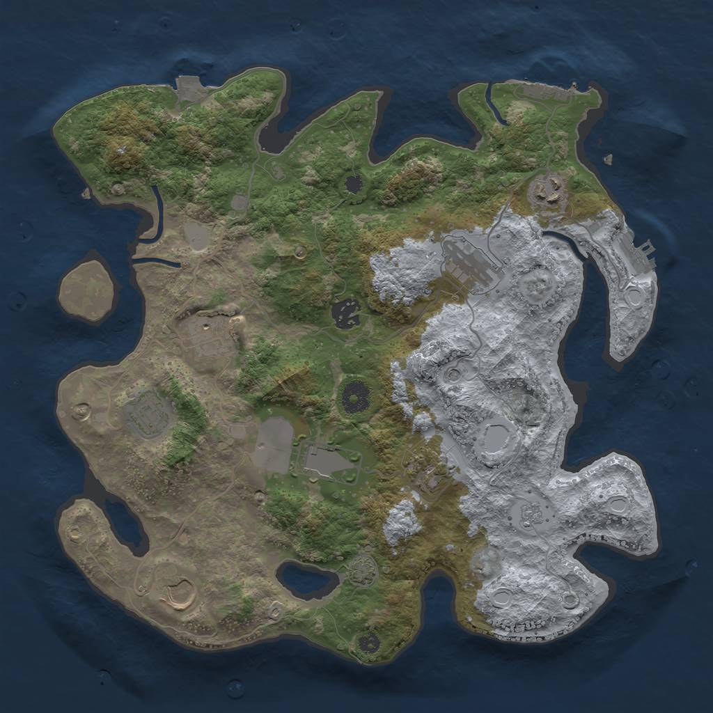 Rust Map: Procedural Map, Size: 3500, Seed: 994639886, 16 Monuments