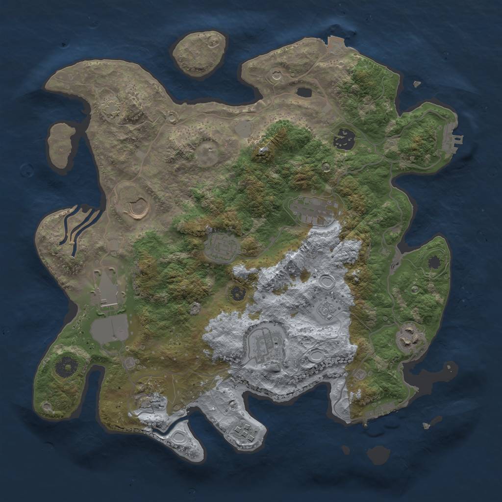 Rust Map: Procedural Map, Size: 3500, Seed: 766589093, 17 Monuments