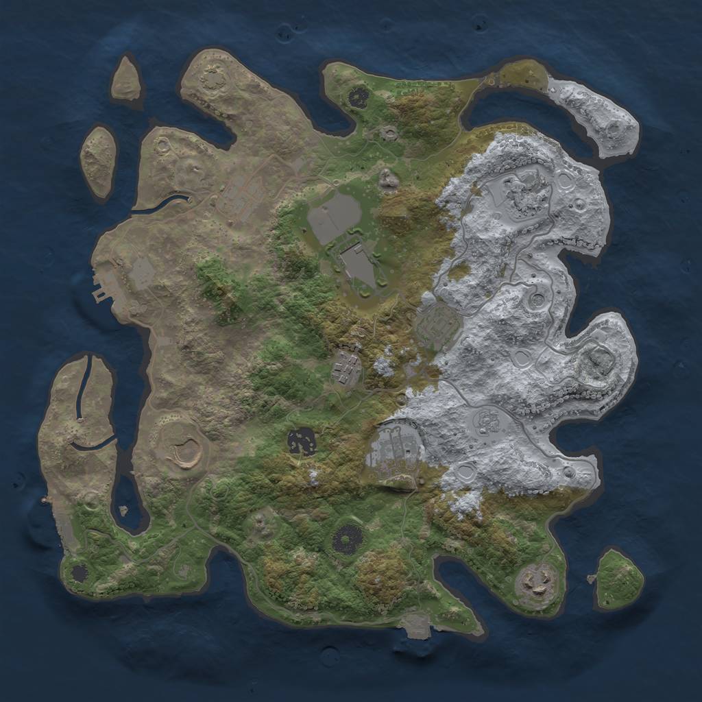 Rust Map: Procedural Map, Size: 3500, Seed: 1991532857, 17 Monuments