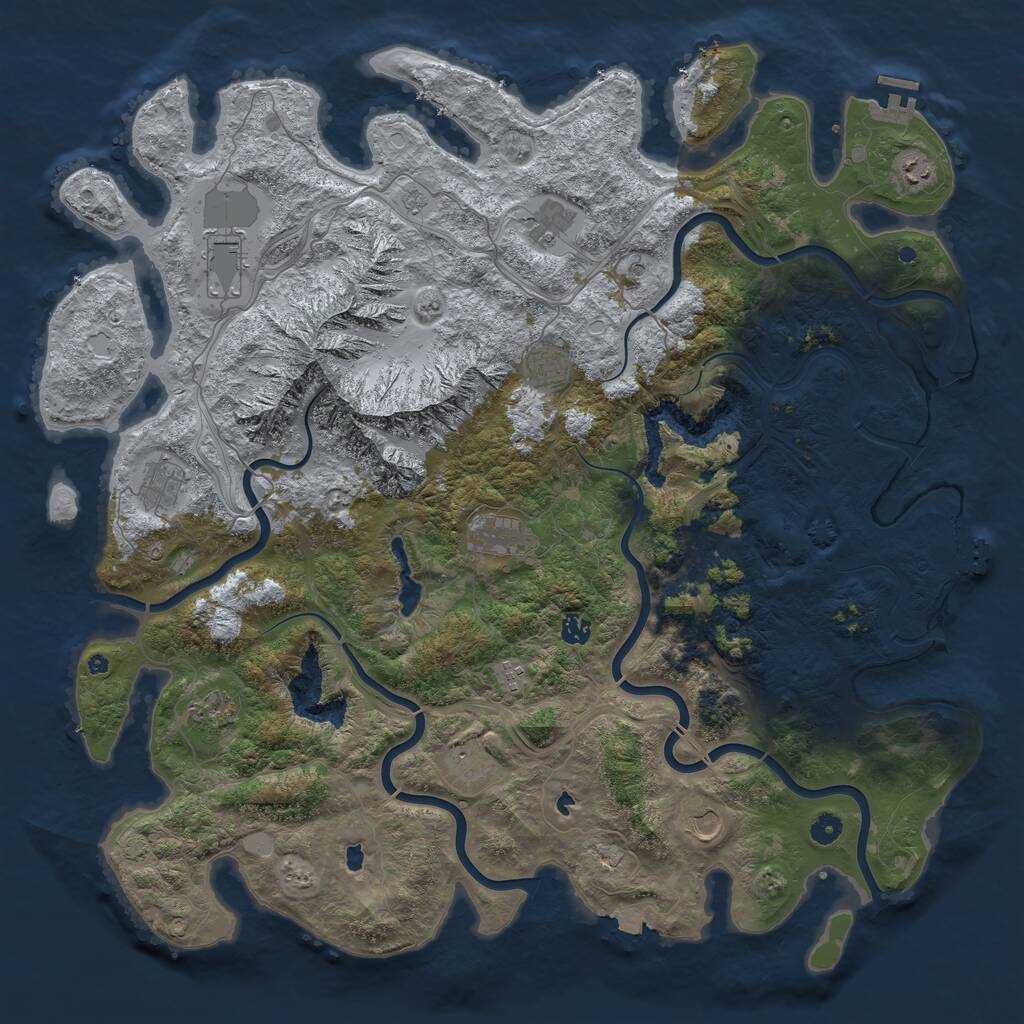 Rust Map: Procedural Map, Size: 5000, Seed: 912830091, 17 Monuments